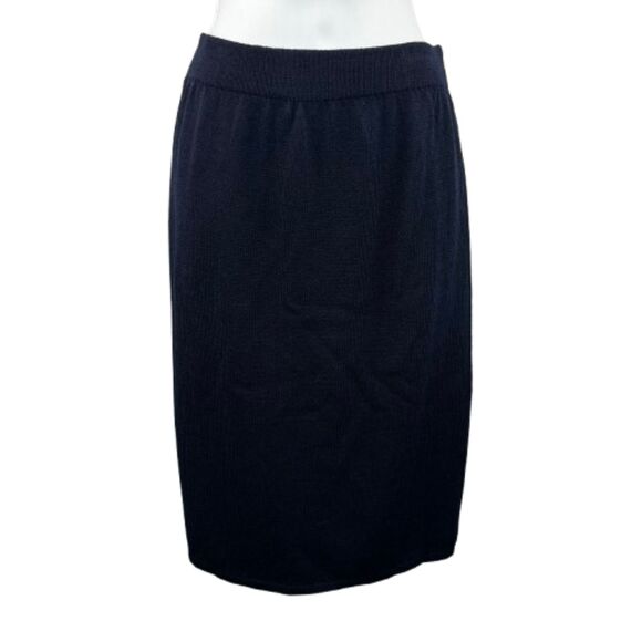 St. John Women's Navy Blue Wool Knit Knee Length Skirt Size 6 - Picture 6 of 6